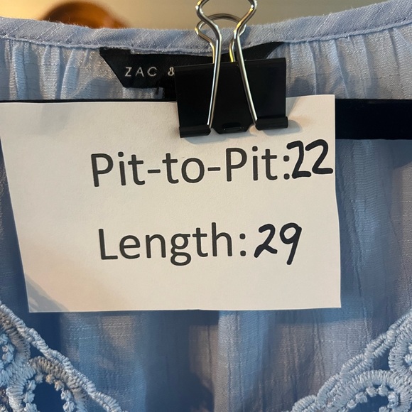 Zac & Rachel Blue Crochet Detail Blouse - Picture 9 of 9